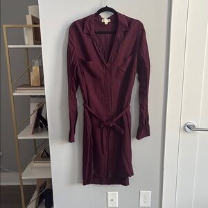 Cloth & Stone Red Long Sleeve Button Down Dress
